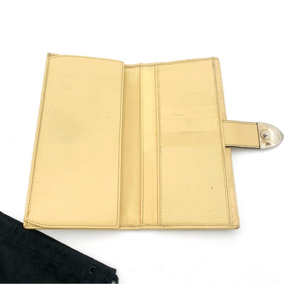 GUCCI⚡️Guccissima Pale Yellow Monogram Signoria Continental French Flap Wallet - Picture 7 of 14